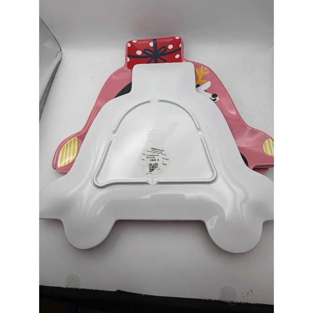 Target Wondershop Pink Christmas Car Shaped Melamine Dinner Plates Set of 4